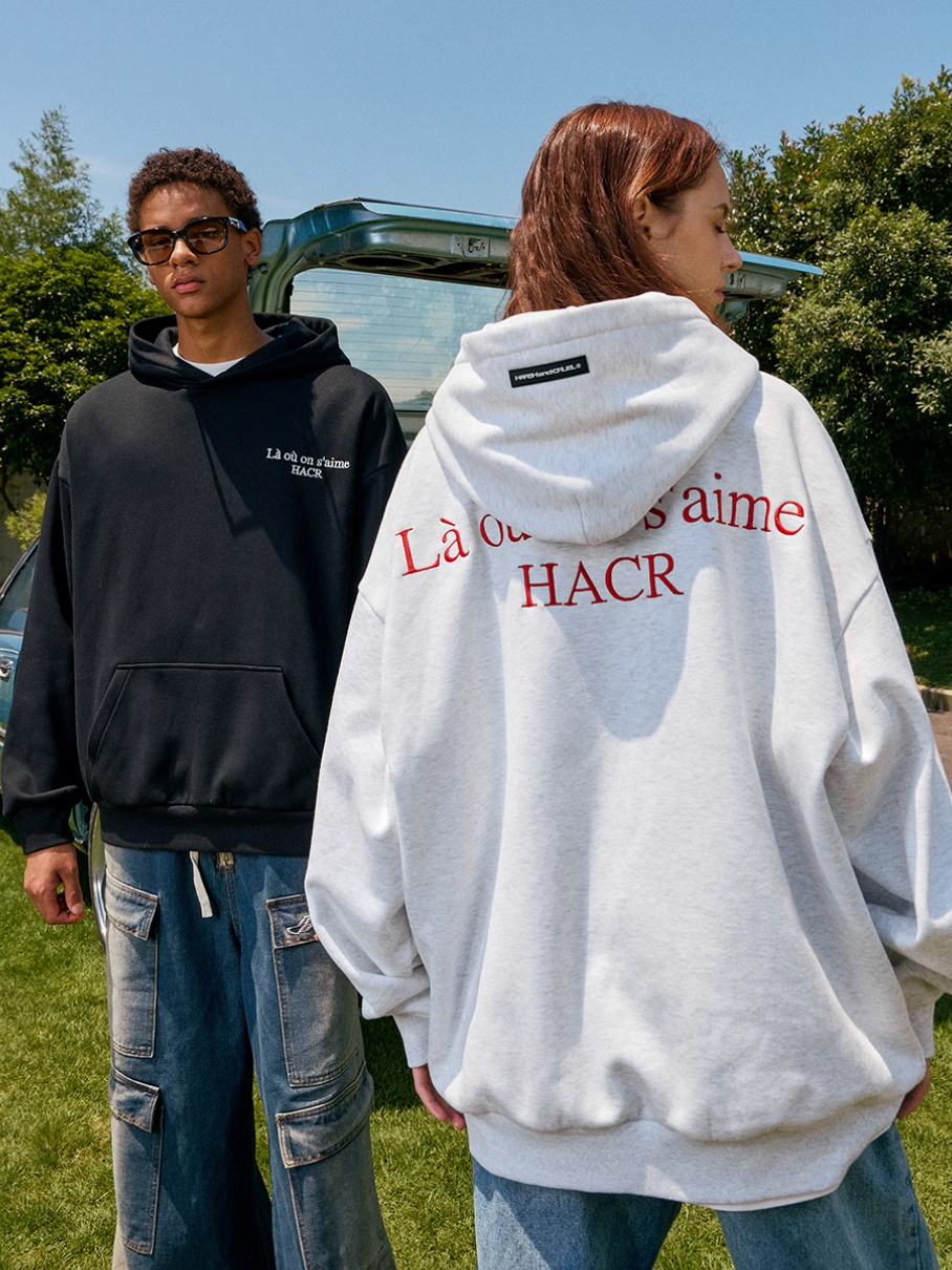 Harsh and Cruel Basic Logo Slogan HACR Embroidered Hoodie