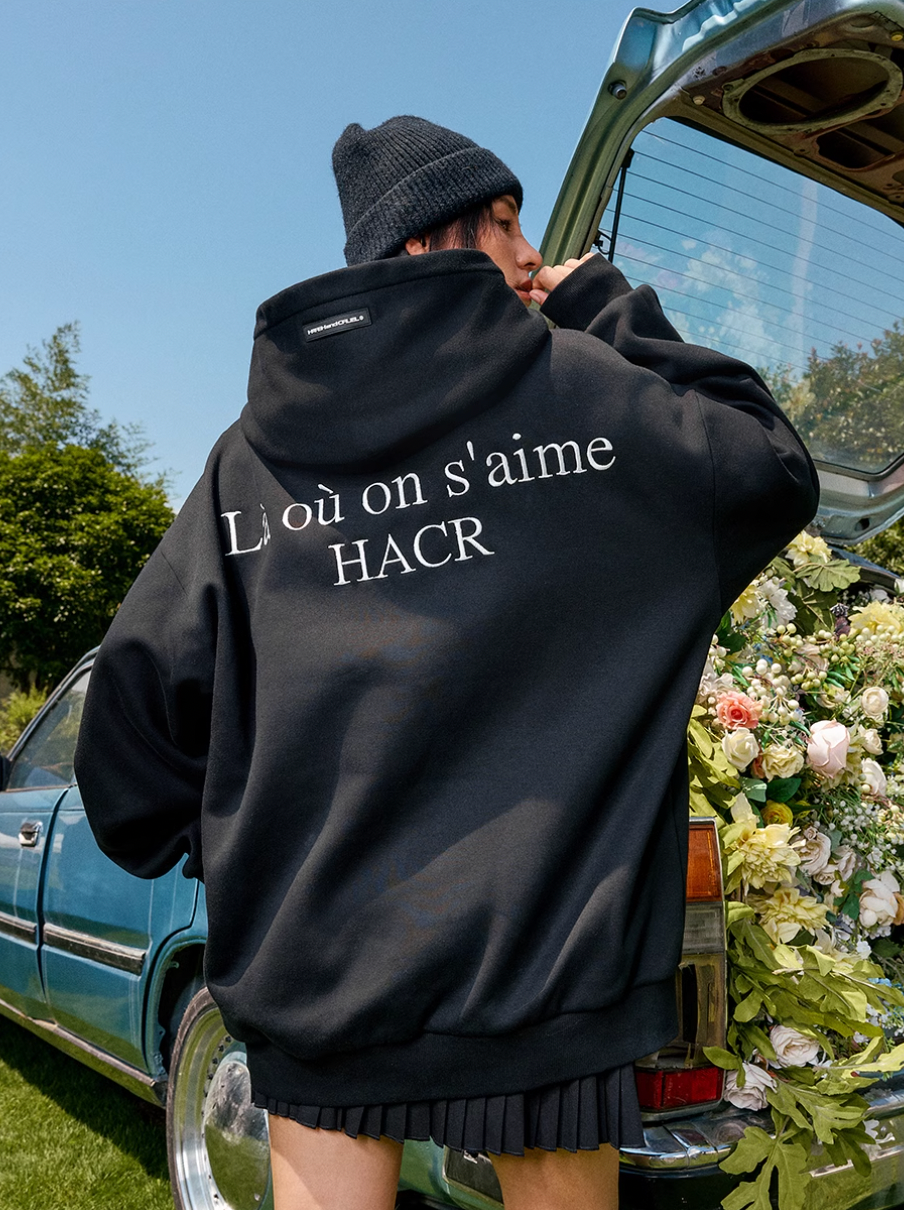 Harsh and Cruel Basic Logo Slogan HACR Embroidered Hoodie