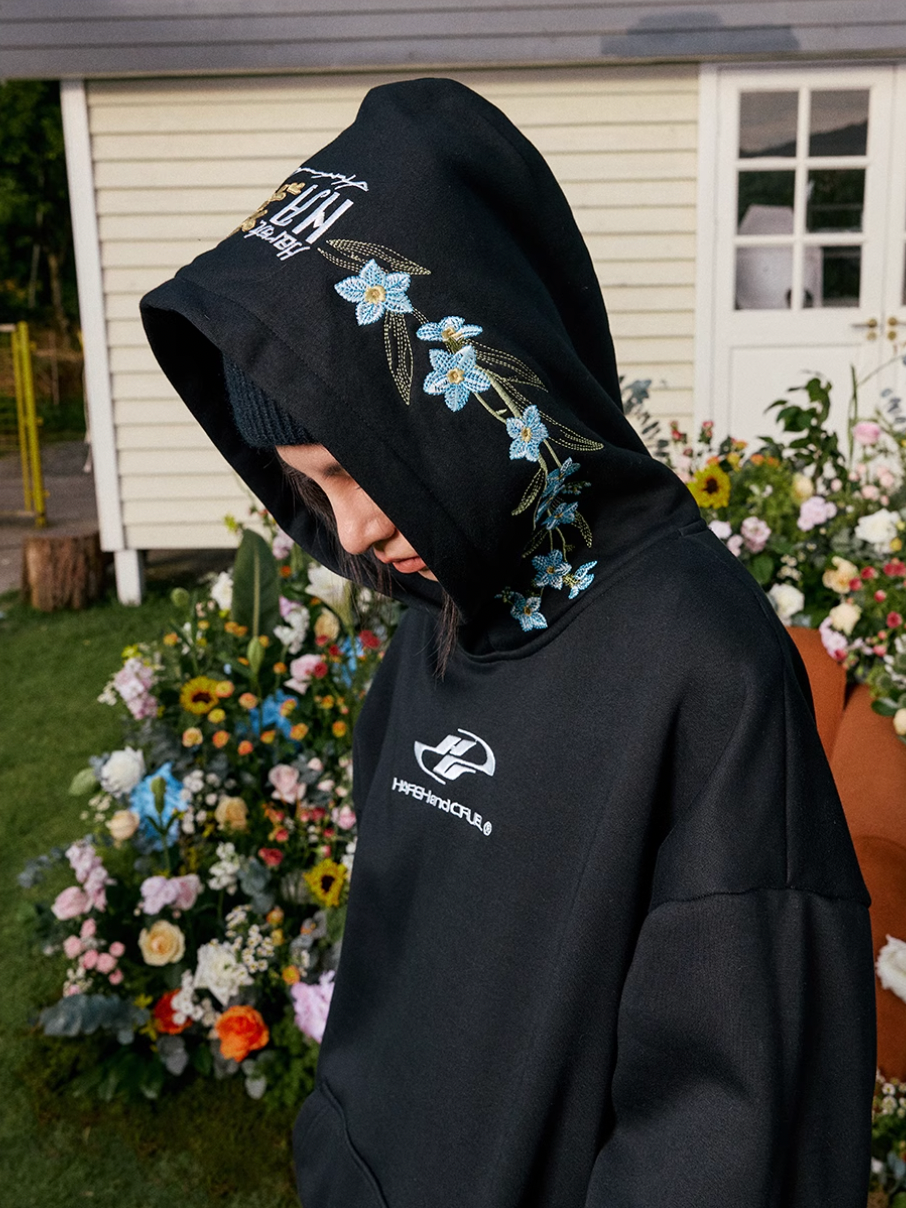Harsh and Cruel Hood Floral Logo Embroidered Hoodie