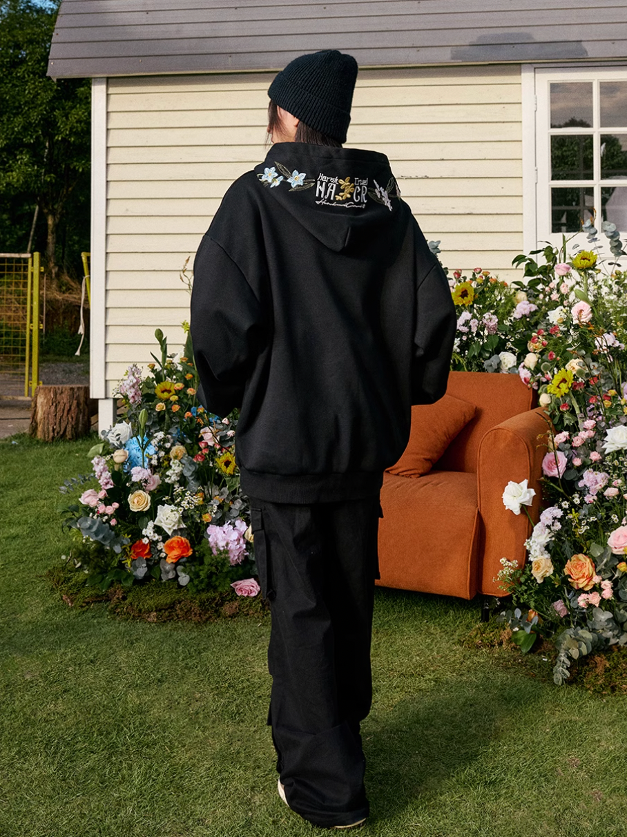 Harsh and Cruel Hood Floral Logo Embroidered Hoodie