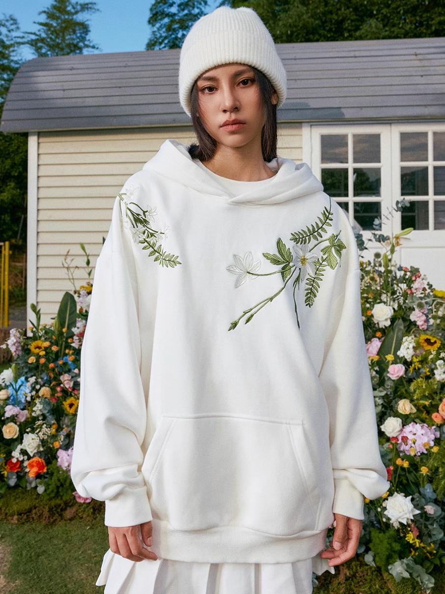 Harsh and Cruel Floral Garland Embroidered HACR Hoodie