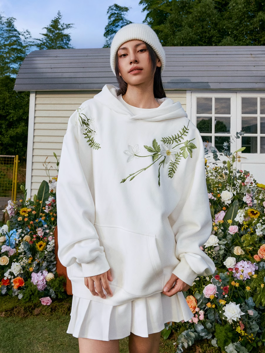 Harsh and Cruel Floral Garland Embroidered HACR Hoodie