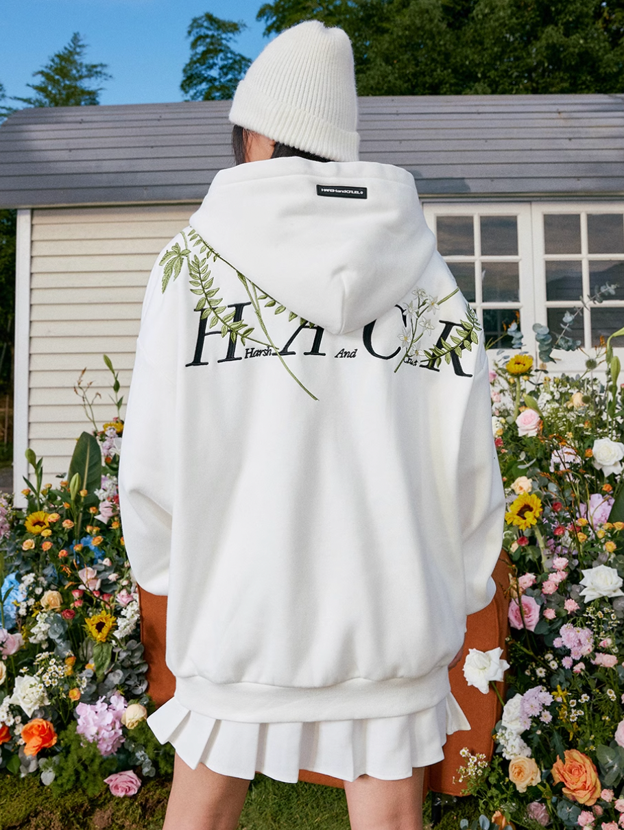 Harsh and Cruel Floral Garland Embroidered HACR Hoodie