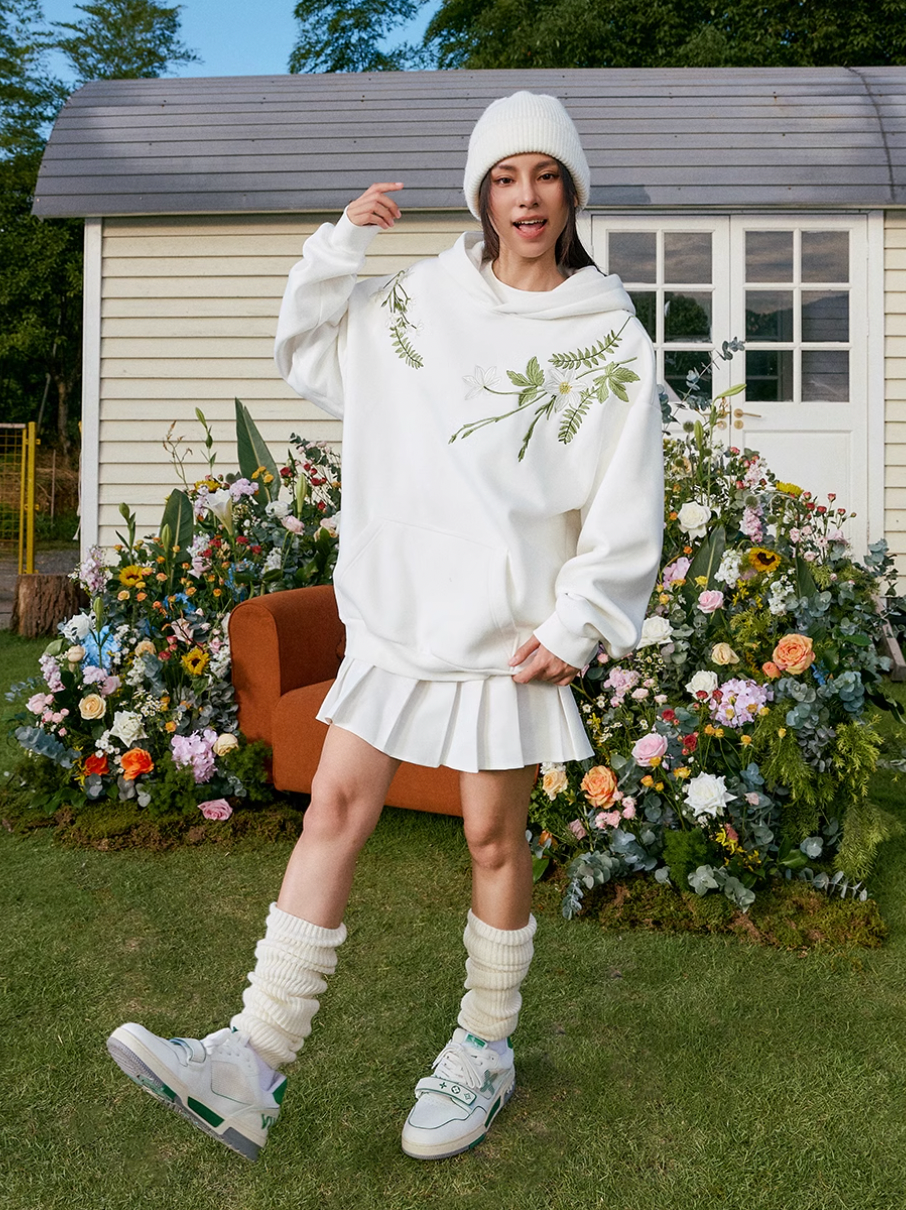 Harsh and Cruel Floral Garland Embroidered HACR Hoodie