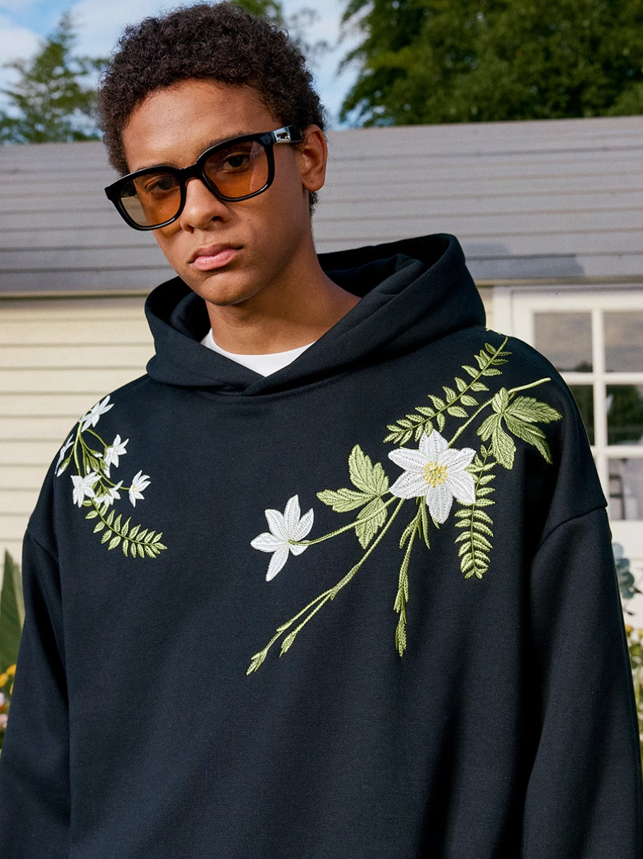 Harsh and Cruel Floral Garland Embroidered HACR Hoodie
