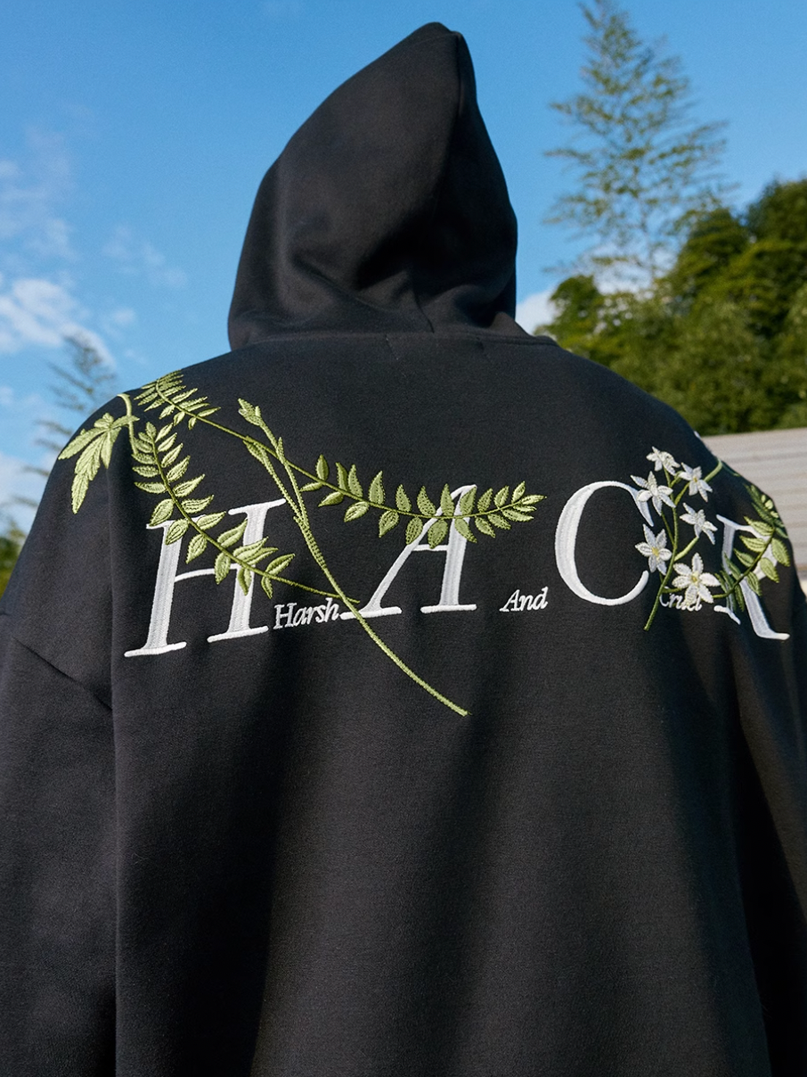 Harsh and Cruel Floral Garland Embroidered HACR Hoodie