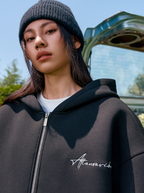 Harsh and Cruel Handwritten Signature Embroidered Zip Hoodie