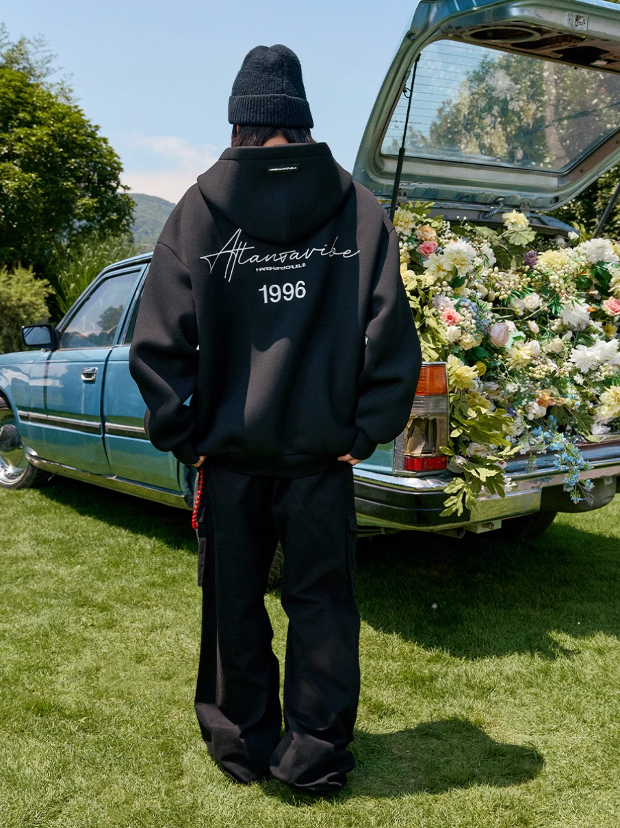 Harsh and Cruel Handwritten Signature Embroidered Zip Hoodie