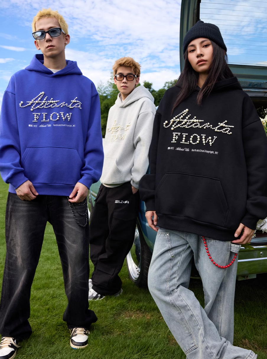 Harsh and Cruel Pearl Embroidery Hoodie