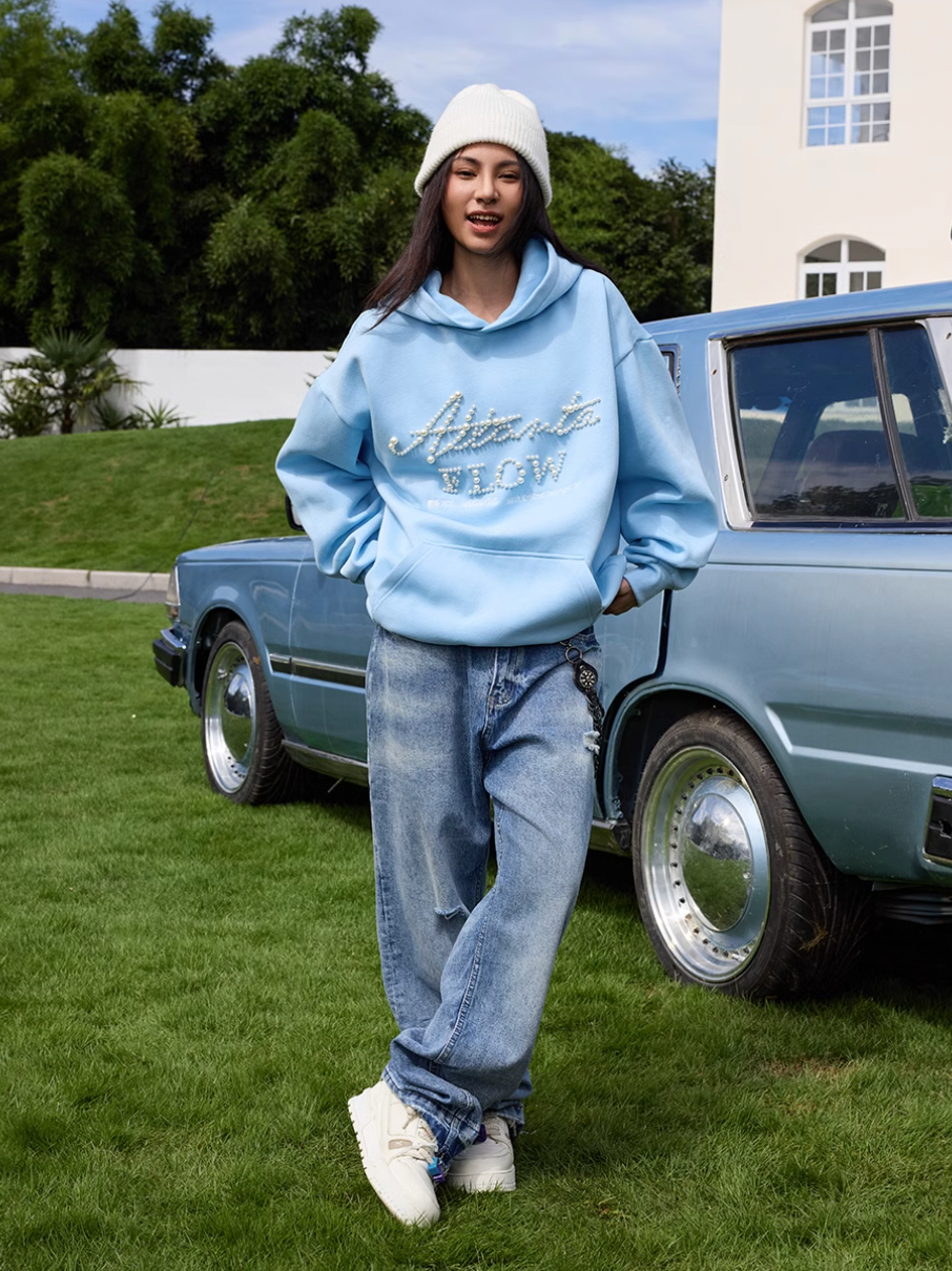 Harsh and Cruel Pearl Embroidery Hoodie