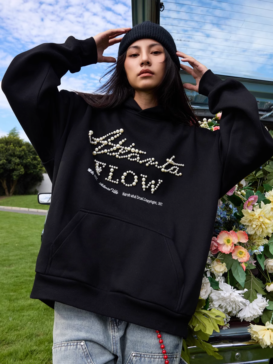 Harsh and Cruel Pearl Embroidery Hoodie