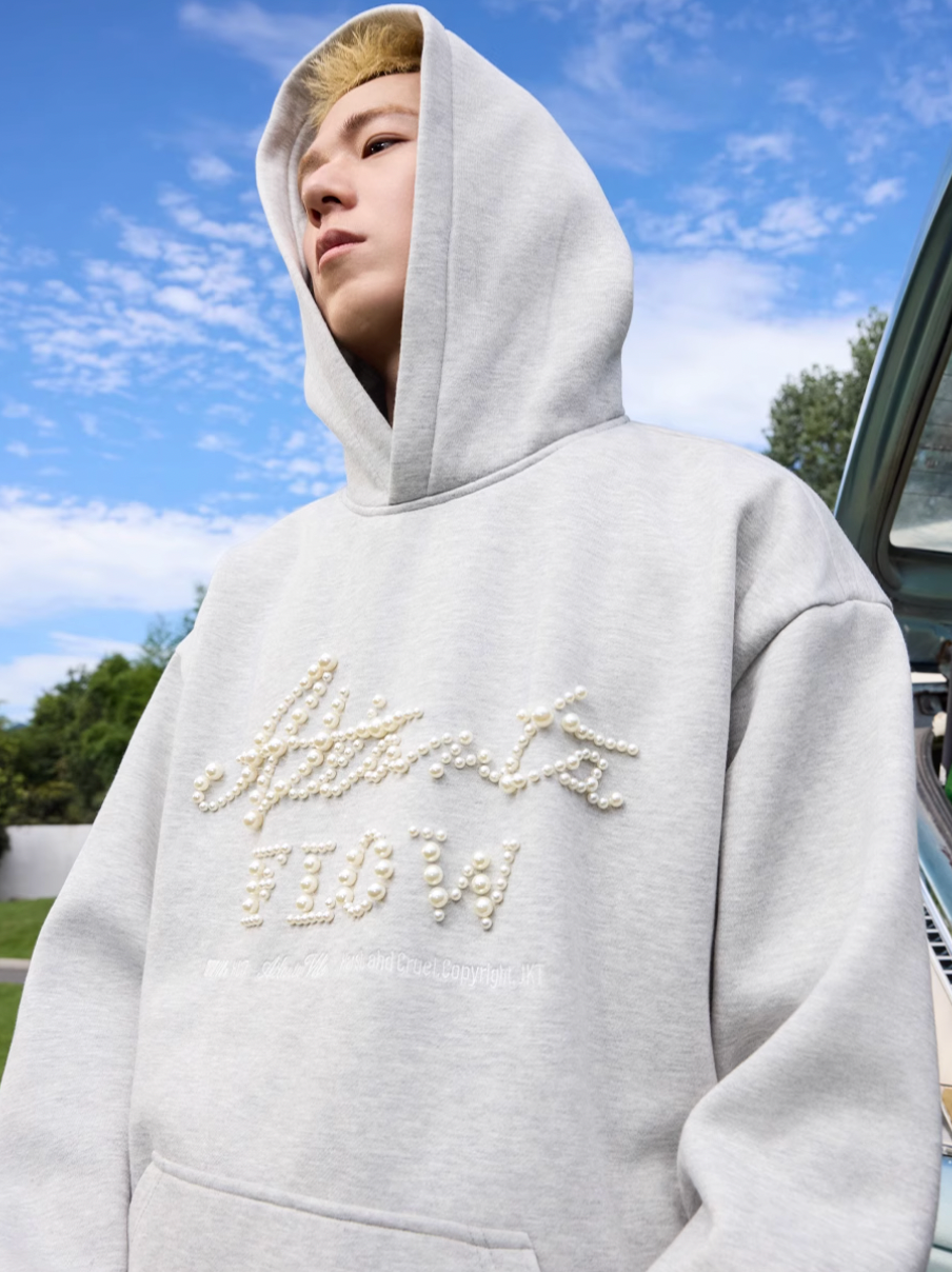 Harsh and Cruel Pearl Embroidery Hoodie