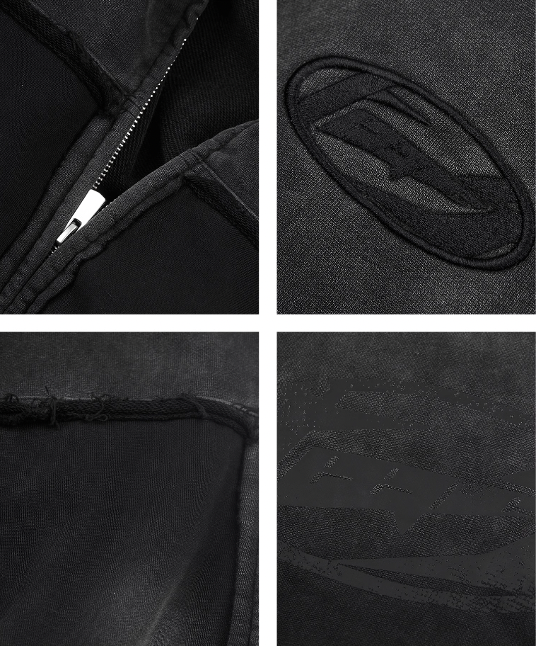 STEEPC Batik Destruction Drop Shoulder Zip Hoodie