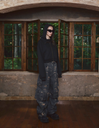 STEEPC Fake Two Piece Collar Boxy Crop Zip Hoodie