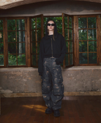 STEEPC Fake Two Piece Collar Boxy Crop Zip Hoodie