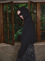 STEEPC Fake Two Piece Collar Boxy Crop Zip Hoodie