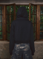 STEEPC Fake Two Piece Collar Boxy Crop Zip Hoodie
