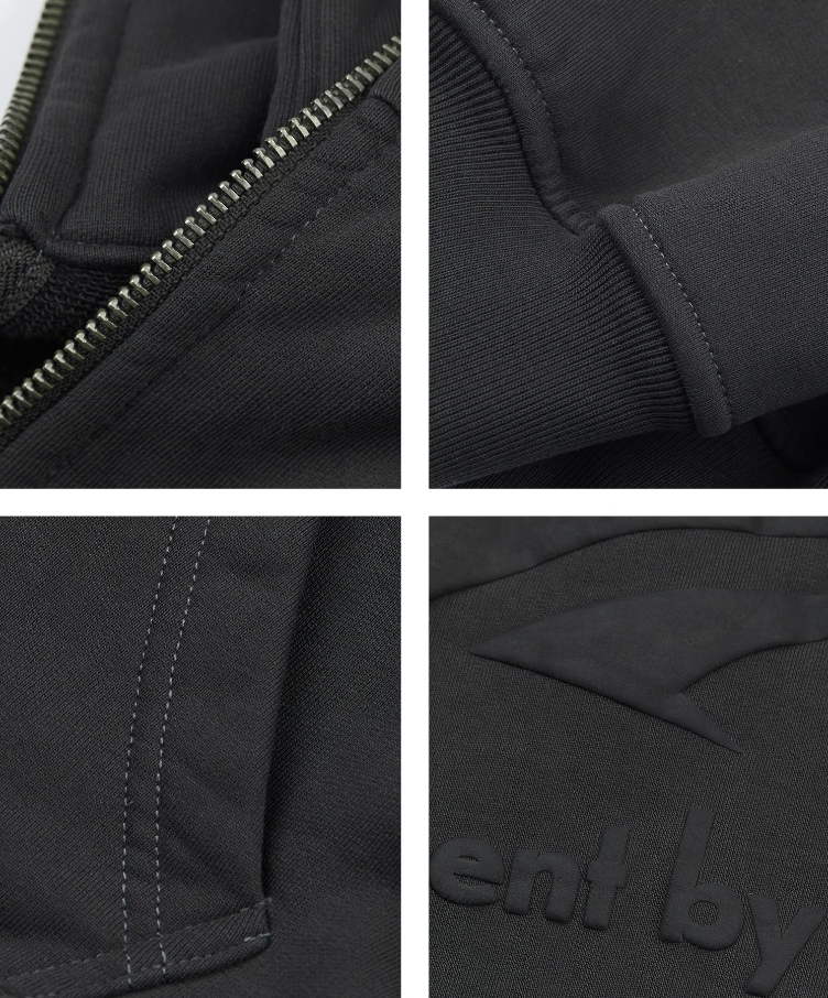 STEEPC Fake Two Piece Collar Boxy Crop Zip Hoodie