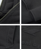 STEEPC Fake Two Piece Collar Boxy Crop Zip Hoodie