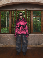 STEEPC Pink Graffiti Drop Shoulder Zip Hoodie