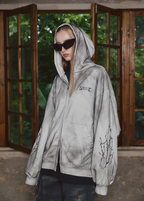 STEEPC Blade Drop Shoulder Dirty Zip Hoodie