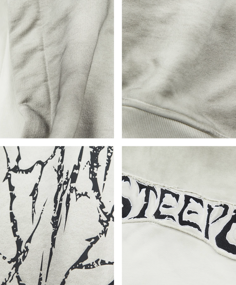 STEEPC Blade Drop Shoulder Dirty Zip Hoodie