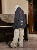STEEPC Patchwork Turtleneck Two Tone Logo Print Hoodie