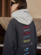 STEEPC Patchwork Turtleneck Two Tone Logo Print Hoodie