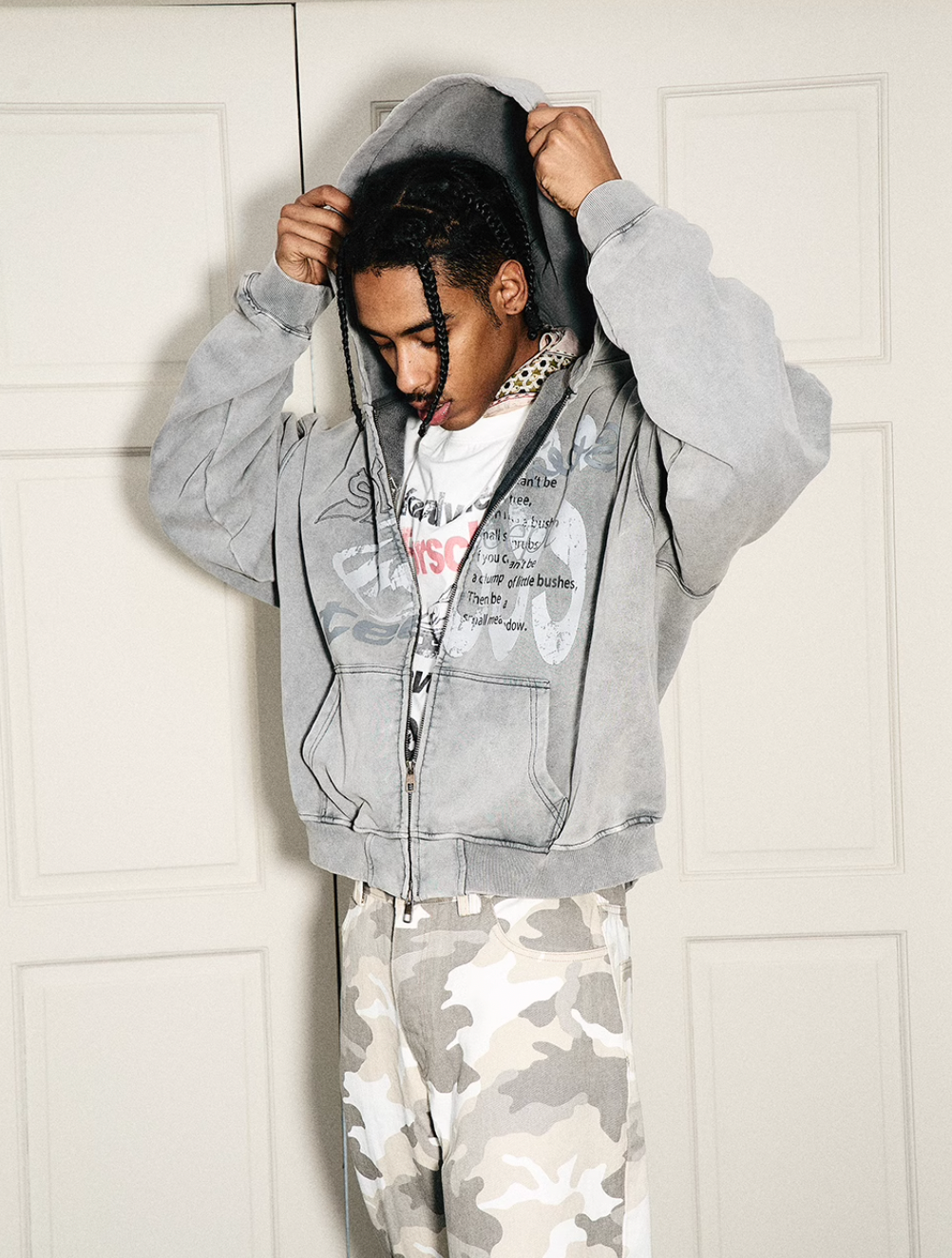 STEEPC Heavy Washed Old Boxy Zip Hoodie