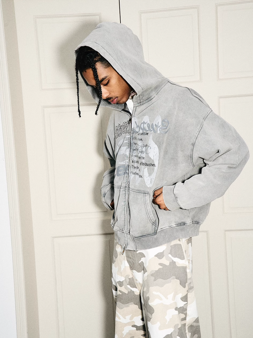 STEEPC Heavy Washed Old Boxy Zip Hoodie