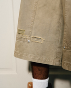 STEEPC Aged Torn Double Waisted Lumberjack Double Knee Baggy Shorts