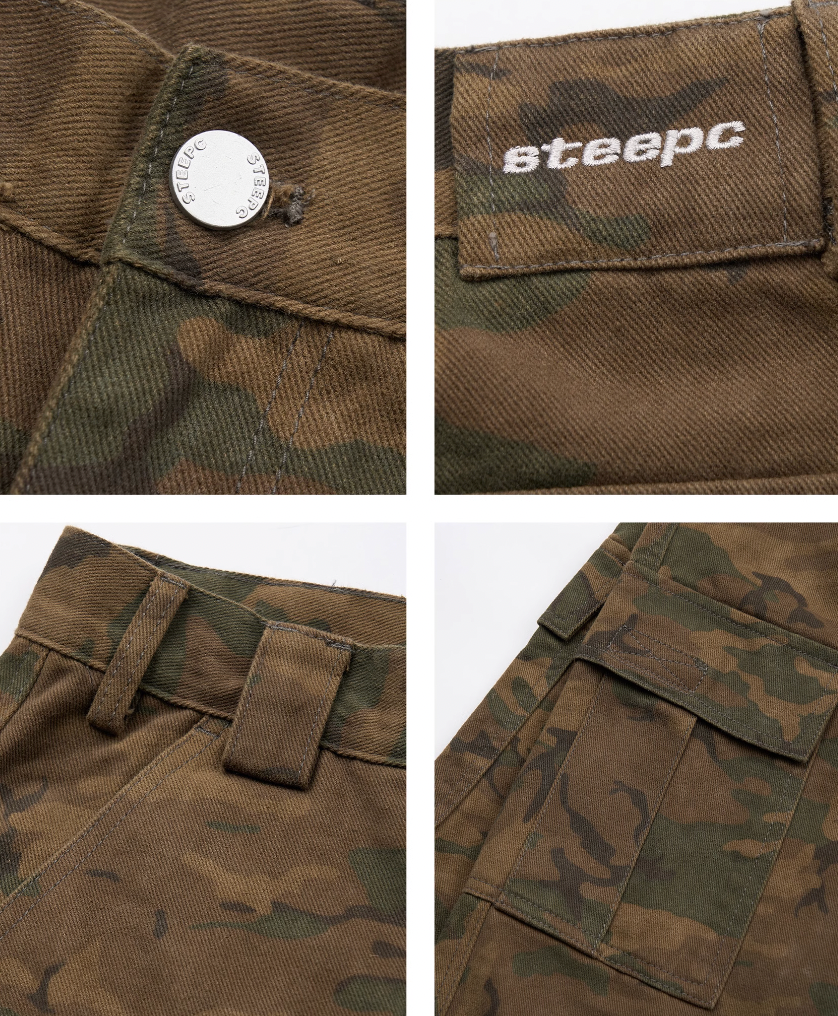 STEEPC Camouflage Distressed Cargo Baggy Shorts