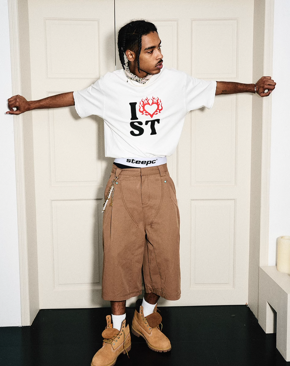 STEEPC Lumberjack Jewel Double Knee Baggy Shorts