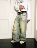 STEEPC Yellowed Vintage Washed Worn Jeans