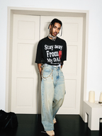 STEEPC Washed Vintage Pockets Deconstructed Baggy Jeans