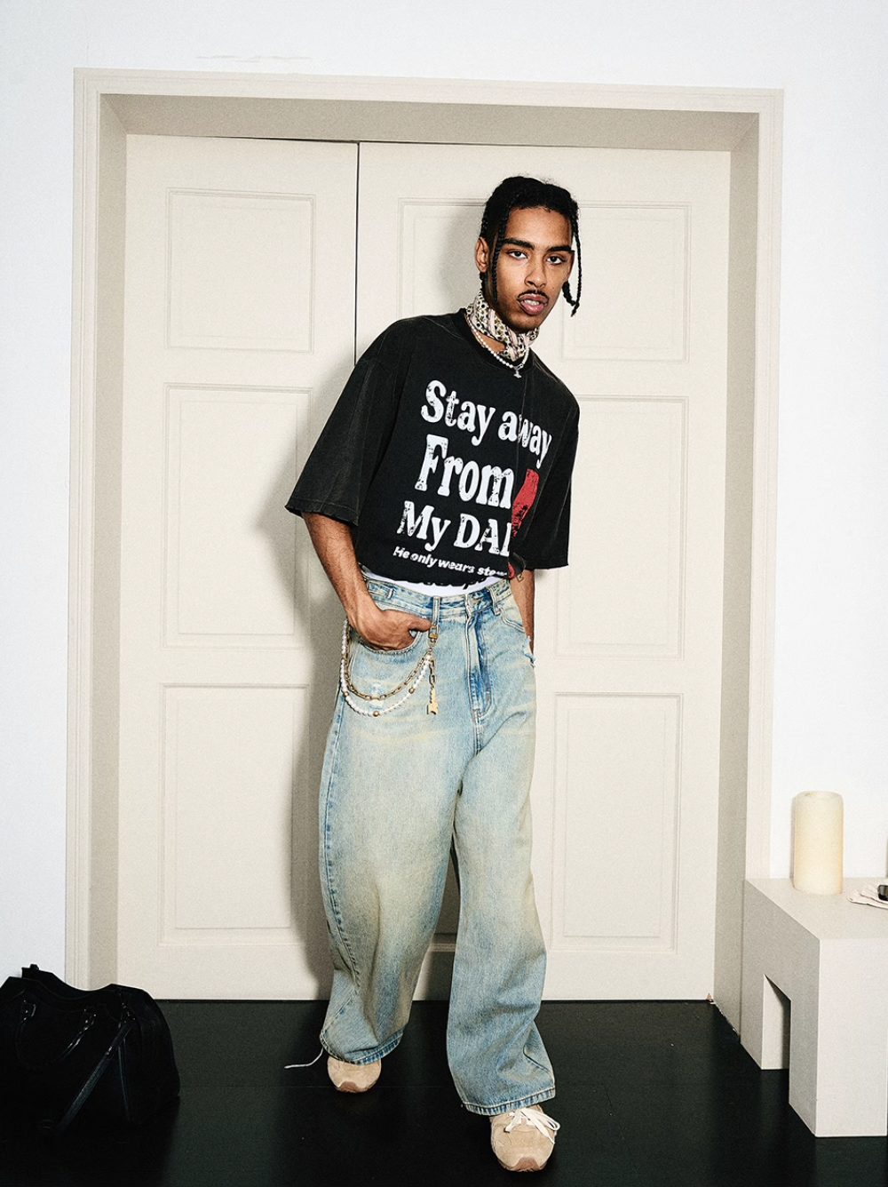 STEEPC Washed Vintage Pockets Deconstructed Baggy Jeans