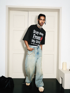STEEPC Washed Vintage Pockets Deconstructed Baggy Jeans