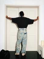 STEEPC Washed Vintage Pockets Deconstructed Baggy Jeans
