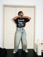 STEEPC Washed Vintage Pockets Deconstructed Baggy Jeans