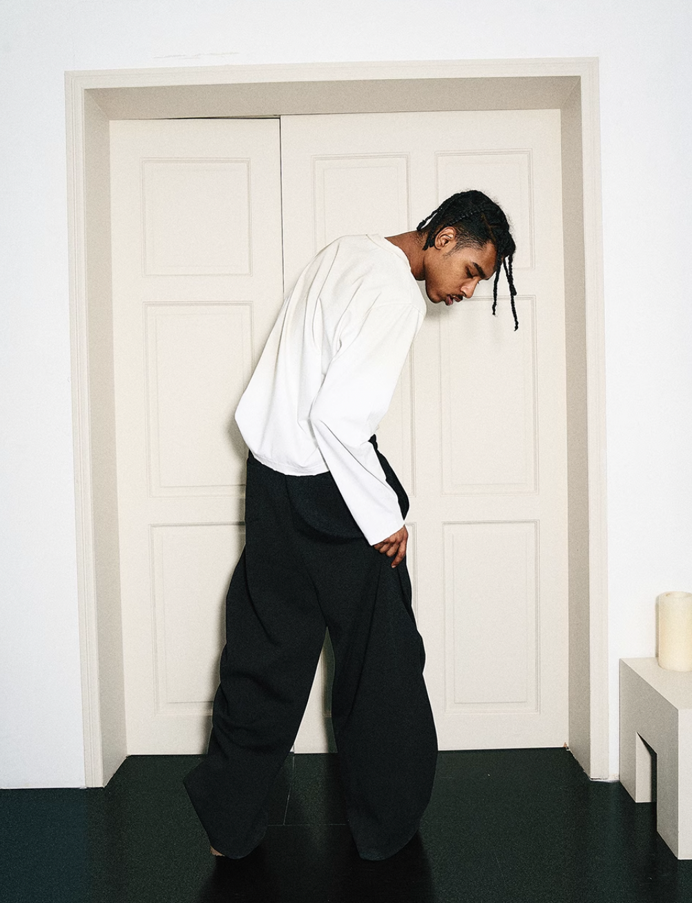 STEEPC Dimensional Cut Pleated Baggy Sweatpants