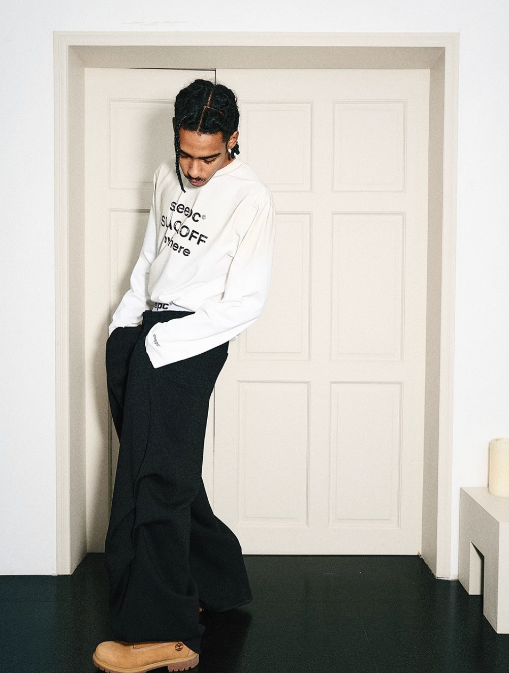 STEEPC Dimensional Cut Pleated Baggy Sweatpants
