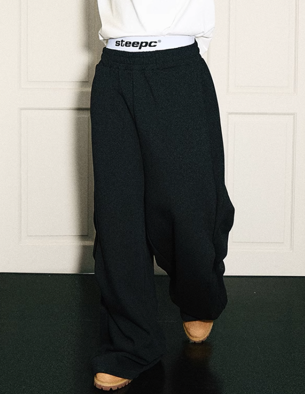 STEEPC Dimensional Cut Pleated Baggy Sweatpants
