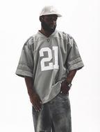 UNTILWERICH Mesh Quilting Embroidered Hockey Jersey
