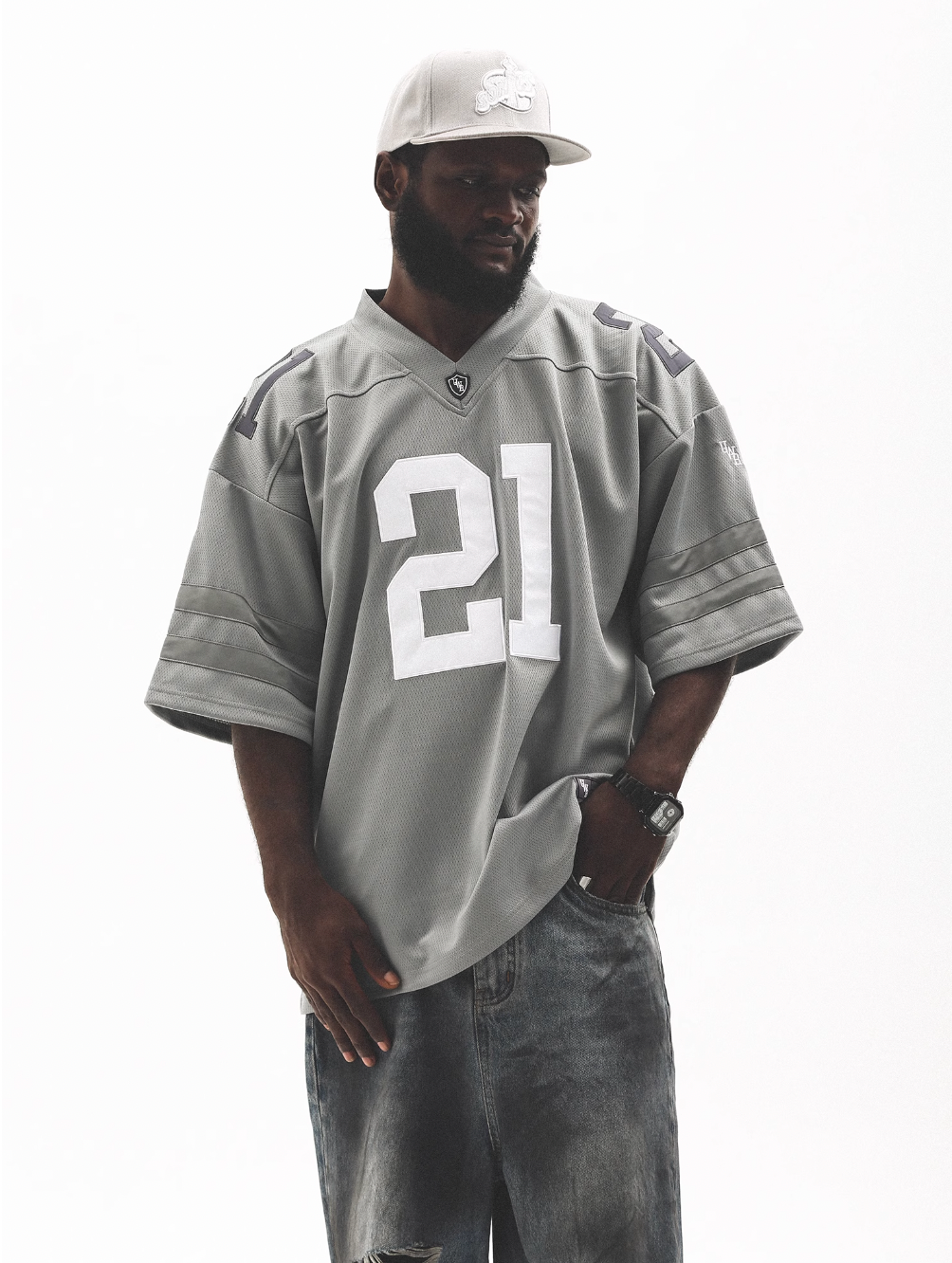 UNTILWERICH Mesh Quilting Embroidered Hockey Jersey