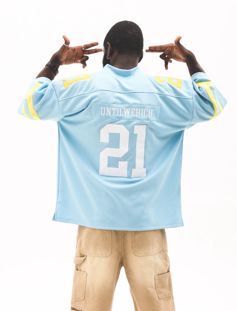 UNTILWERICH Mesh Quilting Embroidered Hockey Jersey