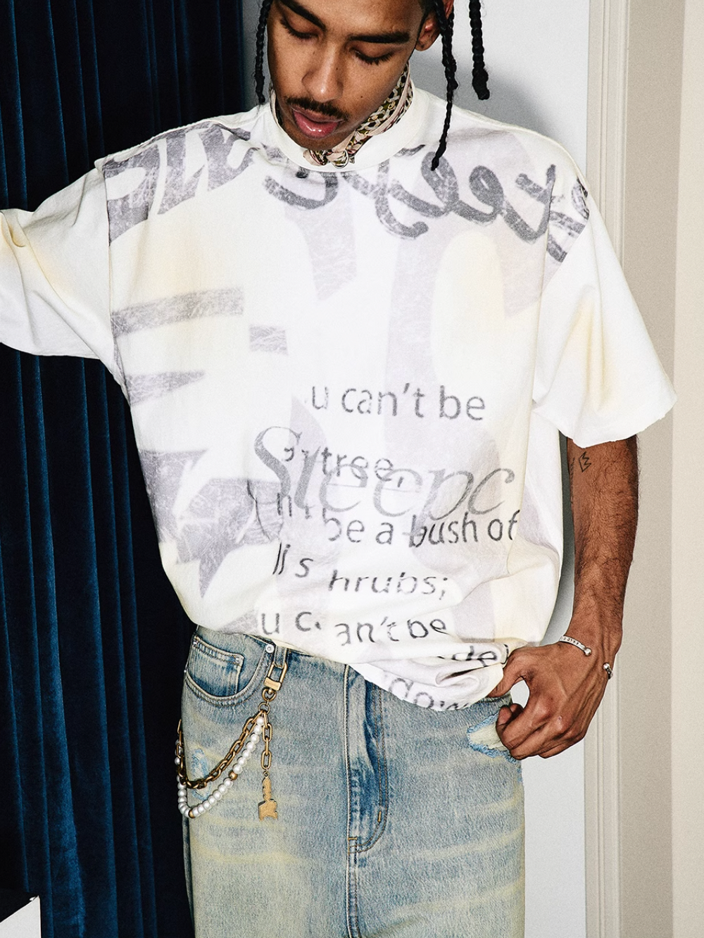 STEEPC Aged Spray Washed Blotch Full Print Tee