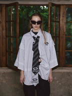 STEEPC Stripe Deconstructed Classic Drop Shoulder Shirt