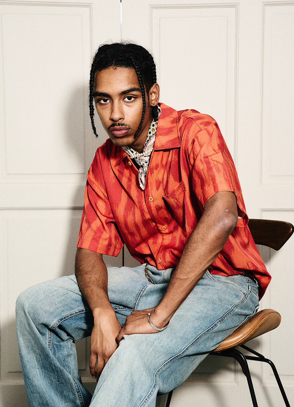 STEEPC Digital Full Print Orange Leopard Cuban Shirt