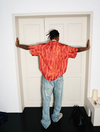 STEEPC Digital Full Print Orange Leopard Cuban Shirt