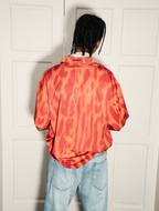 STEEPC Digital Full Print Orange Leopard Cuban Shirt
